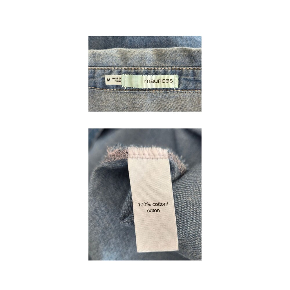 Maurices Chambray Denim Pearl Snap Front Western Shirt Top Rodeo Grunge Size M - Picture 5 of 6